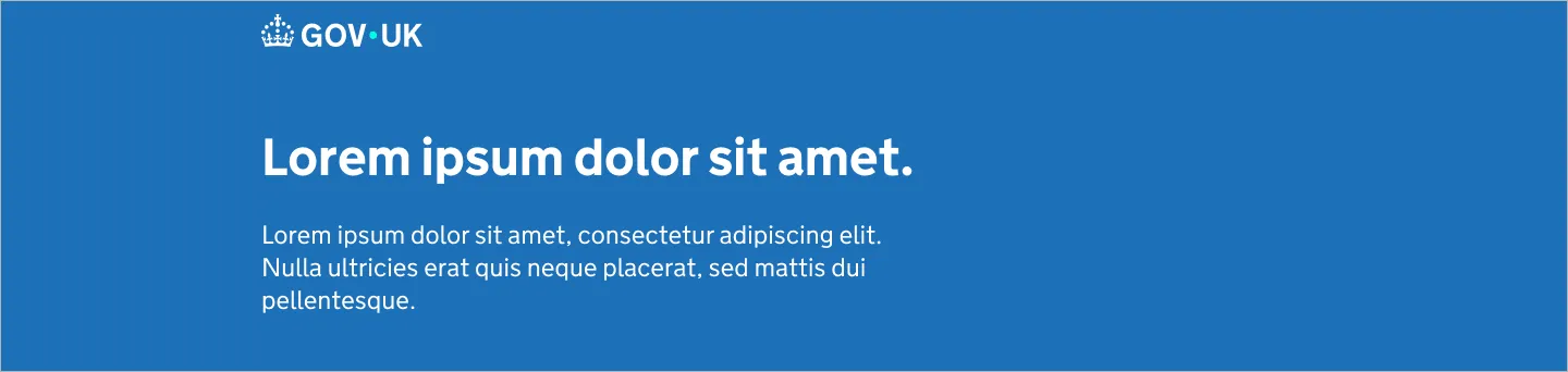 Blue banner with GOV.UK logo and placeholder text.